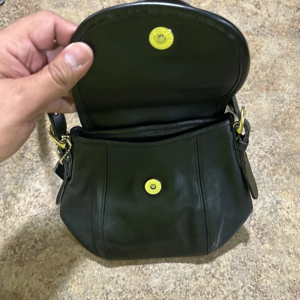Vintage COACH - C8P- 4108 - Black Leather Shoulder Bag - A Rare Find!
